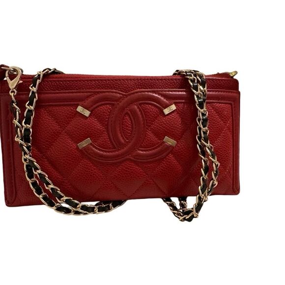 Chanel boys red leather long wallet pouch - Picture 5 of 16